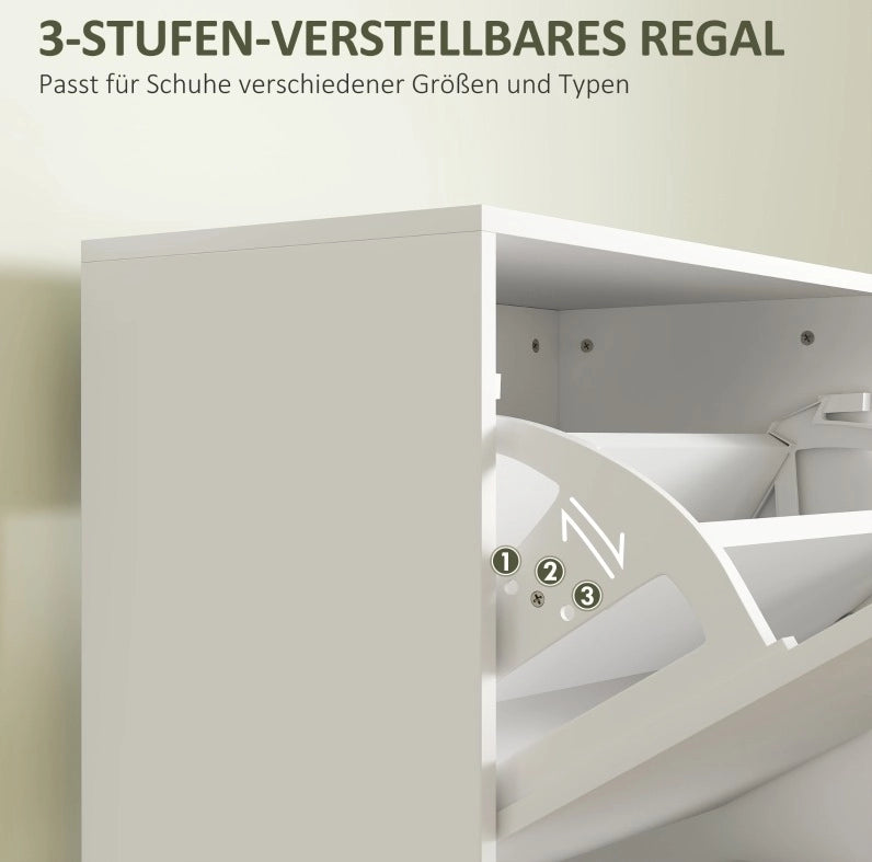 Scarpiera stretta a 3 ribalte, bianco