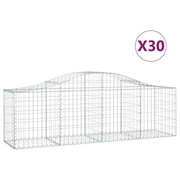 Cestini gabbioni recinzione a gabbia muro di contenimento ad arco 30 pezzi 200 x 50 x 60/80 cm ferro zincato argento 02_0040835