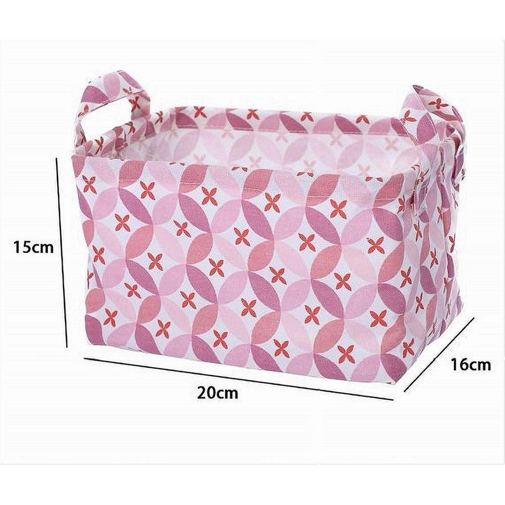 Trade Shop - Cesto Contenitore Portabiancheria Bucato Con Manici Tessuto Rosa 20x15x16cm 79201 -