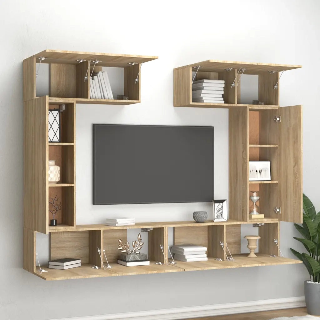 Set di Mobili Porta TV 6 pz-Set di 6 Credenza per TV Rovere Sonoma in Legno Multistrato 824105