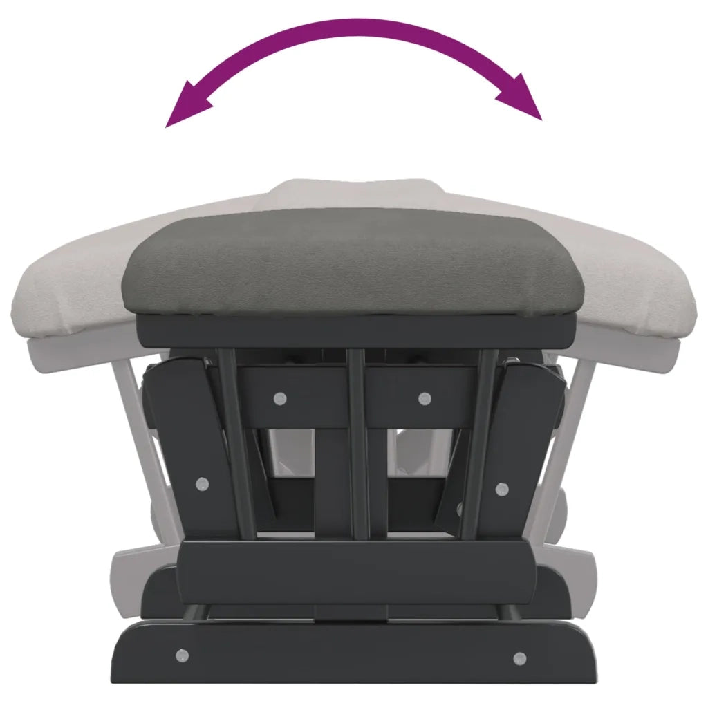 Poltrona Glider con Sgabello Grigio Scuro in Tessuto
