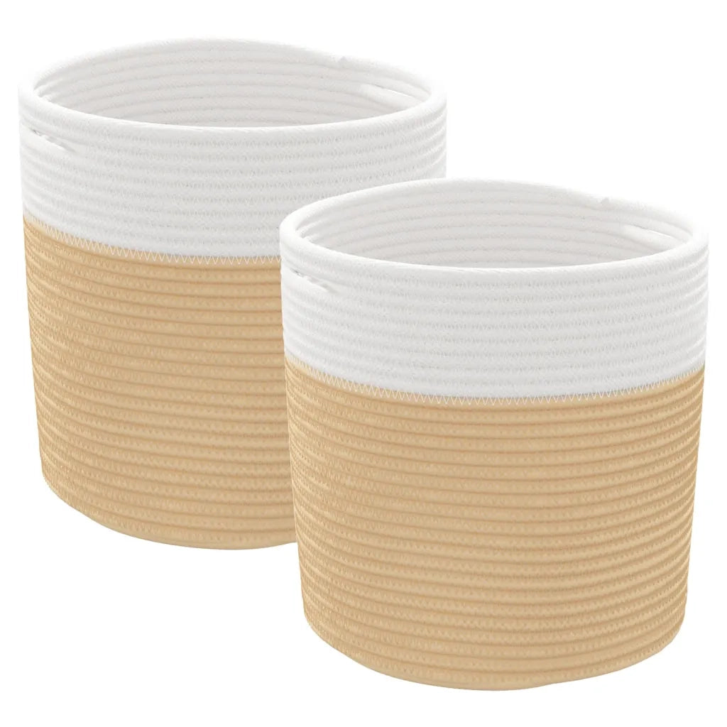 Cestini Portaoggetti 2 pz Beige e Bianco ?28x28 cm in Cotone CFW7767553