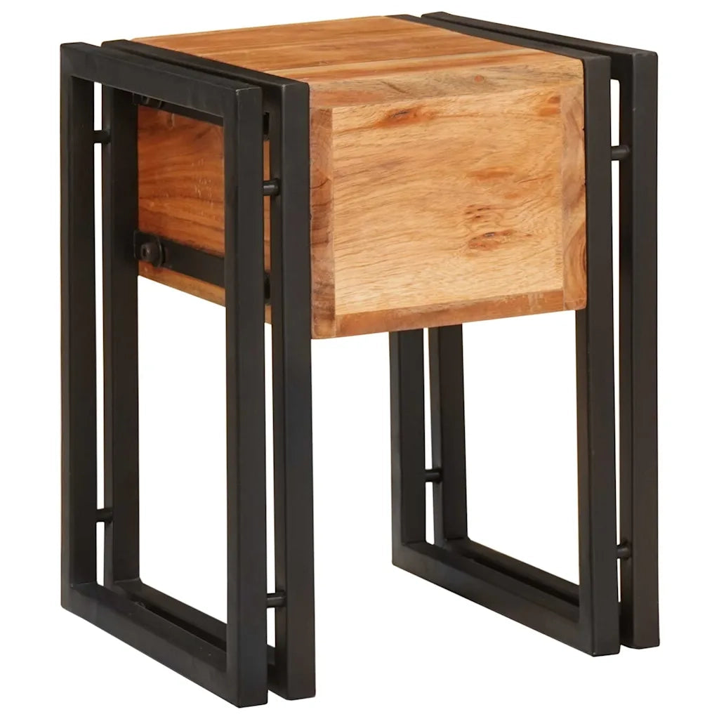Tavolino con cassetto 30 x 30 x 40 cm Legno di Acacia Massello 4016717