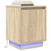 Comodino con Luci LED Rovere Sonoma 38x34x50 cm
