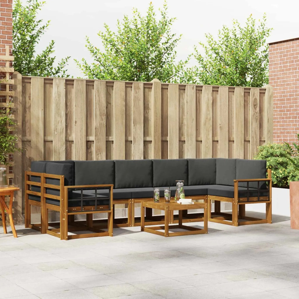 Set di divani da esterno con cuscino 8 pcs Naturale e Antracite
