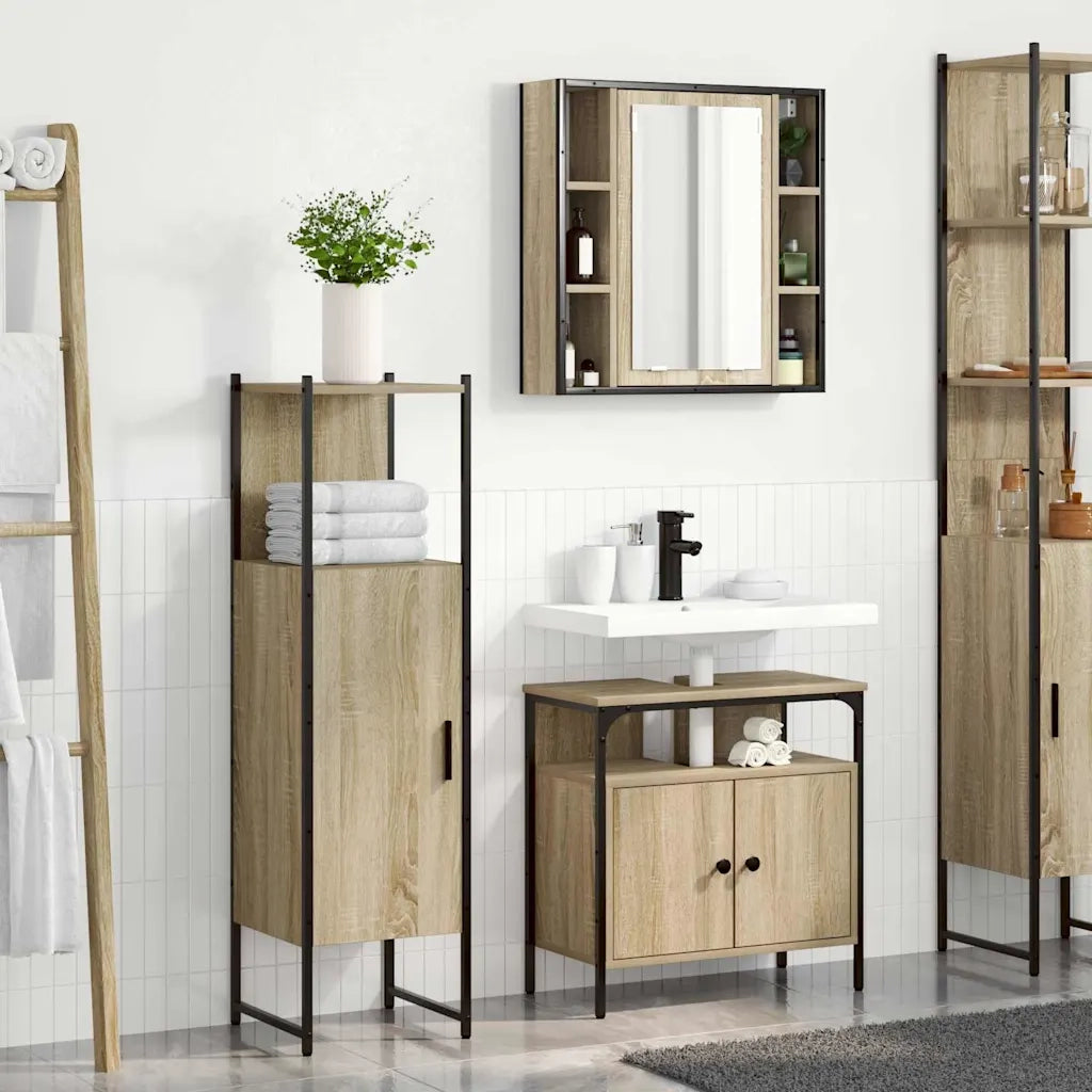 Set di mobili per il bagno 3 pcs Marrone Legno multistrato 3345136