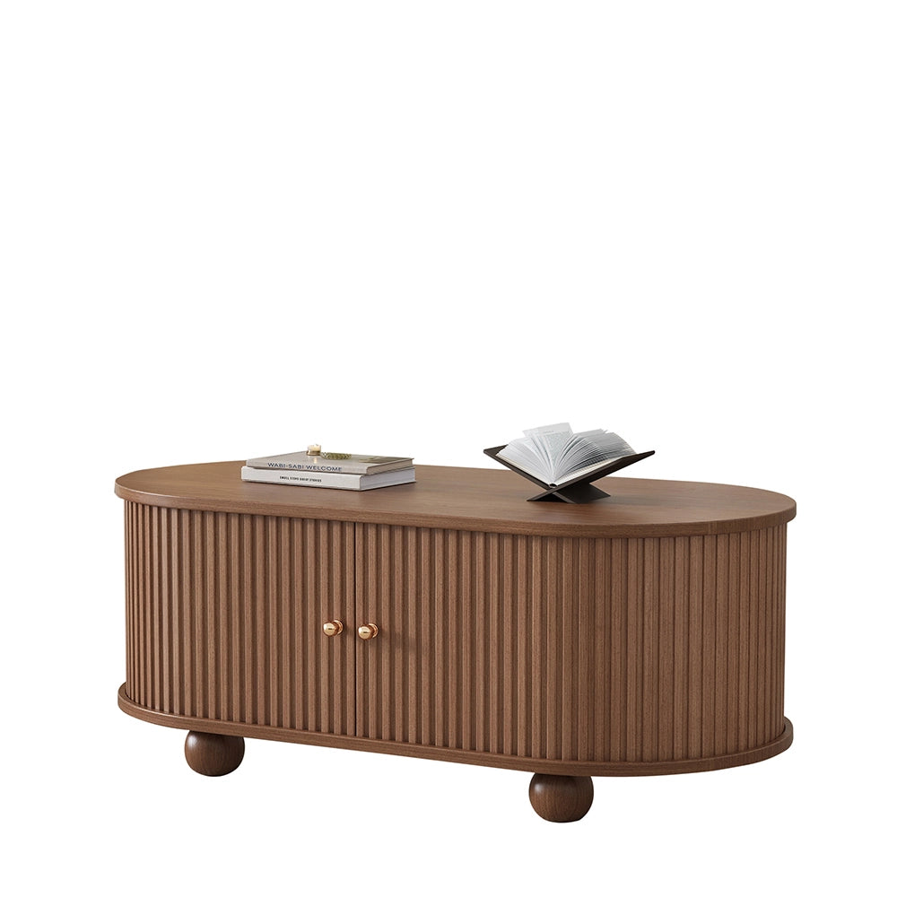 Tavolino noce - Xylo - 100x50cm porte scorrevoli 360°