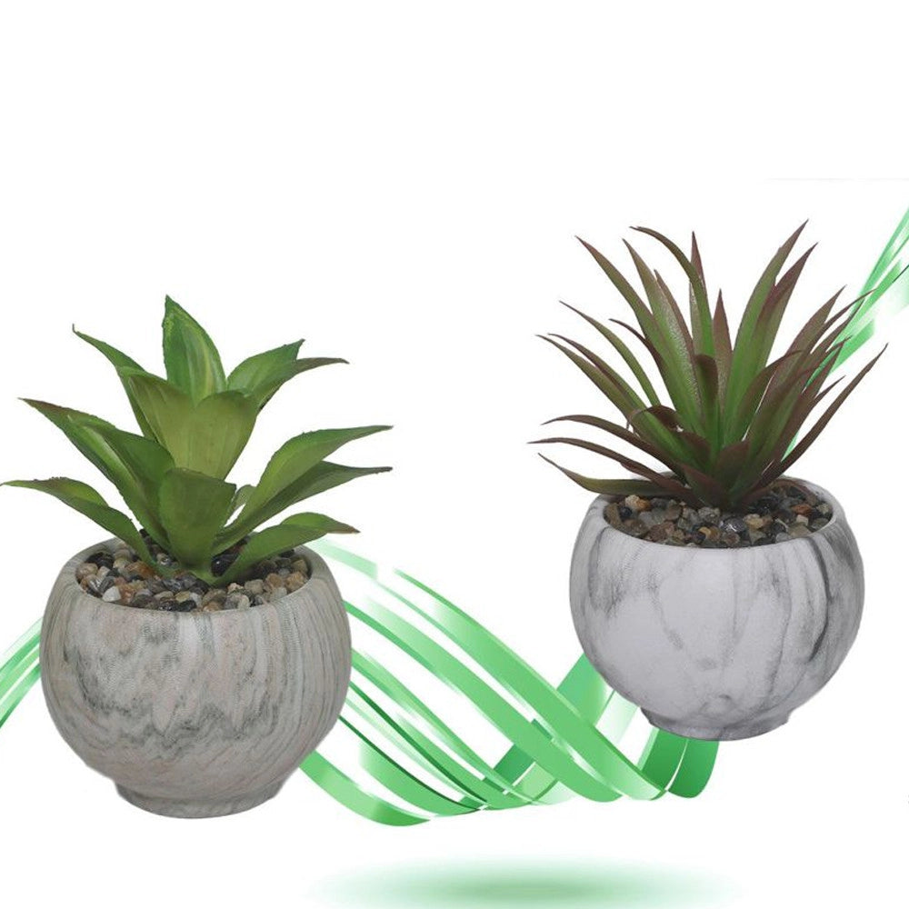 Trade Shop - Vaso Ceramica Con Piantina Artificiale Pianta Idea Regalo Bomboniera Eff. Marmo -