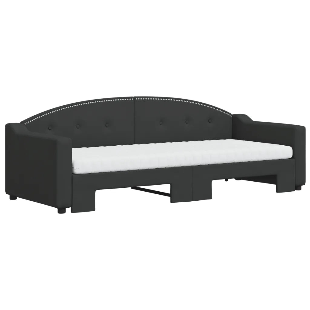 Divano Letto Estraibile con Materassi Nero 80x200 cm Tessuto