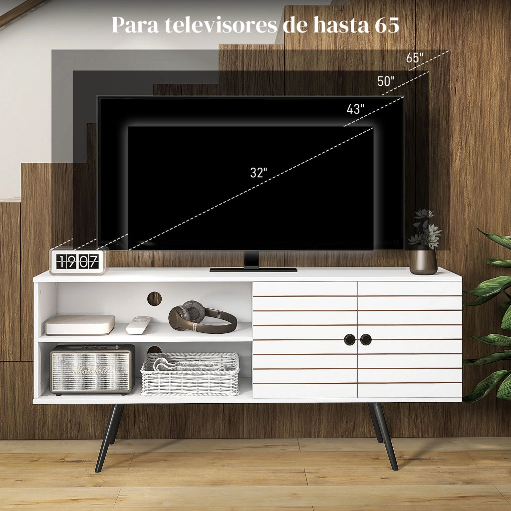 Mobile TV per Televisori 65 Pollici ¨C zephmum ¨C Bianco 145x38x65 cm