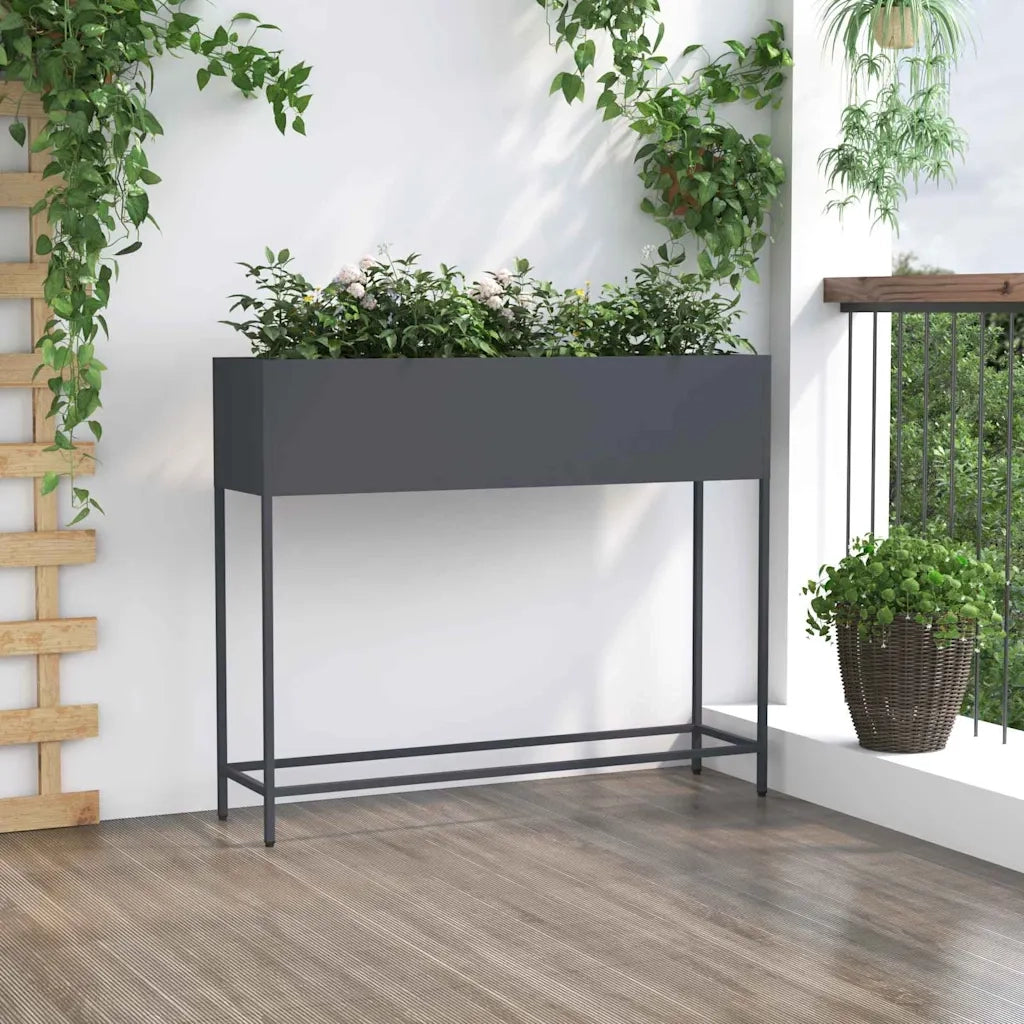 Vaso da Giardino Rialzato Antracite 100 x 26 x 82 cm Acciaio 865878