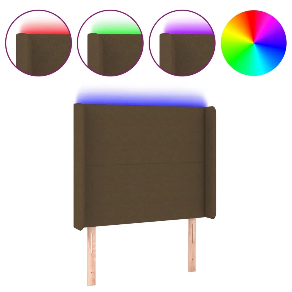 Testiera a LED-Testata con LED Marrone Scuro 93x16x118/128 cm in Tessuto 675734