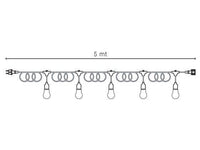 Cavo per Esterno con 5 Portalampade E27 5m in Termoplastico Sovil Nero
