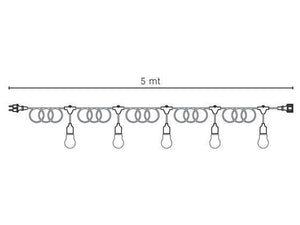 Cavo per Esterno con 5 Portalampade E27 5m in Termoplastico Sovil Nero