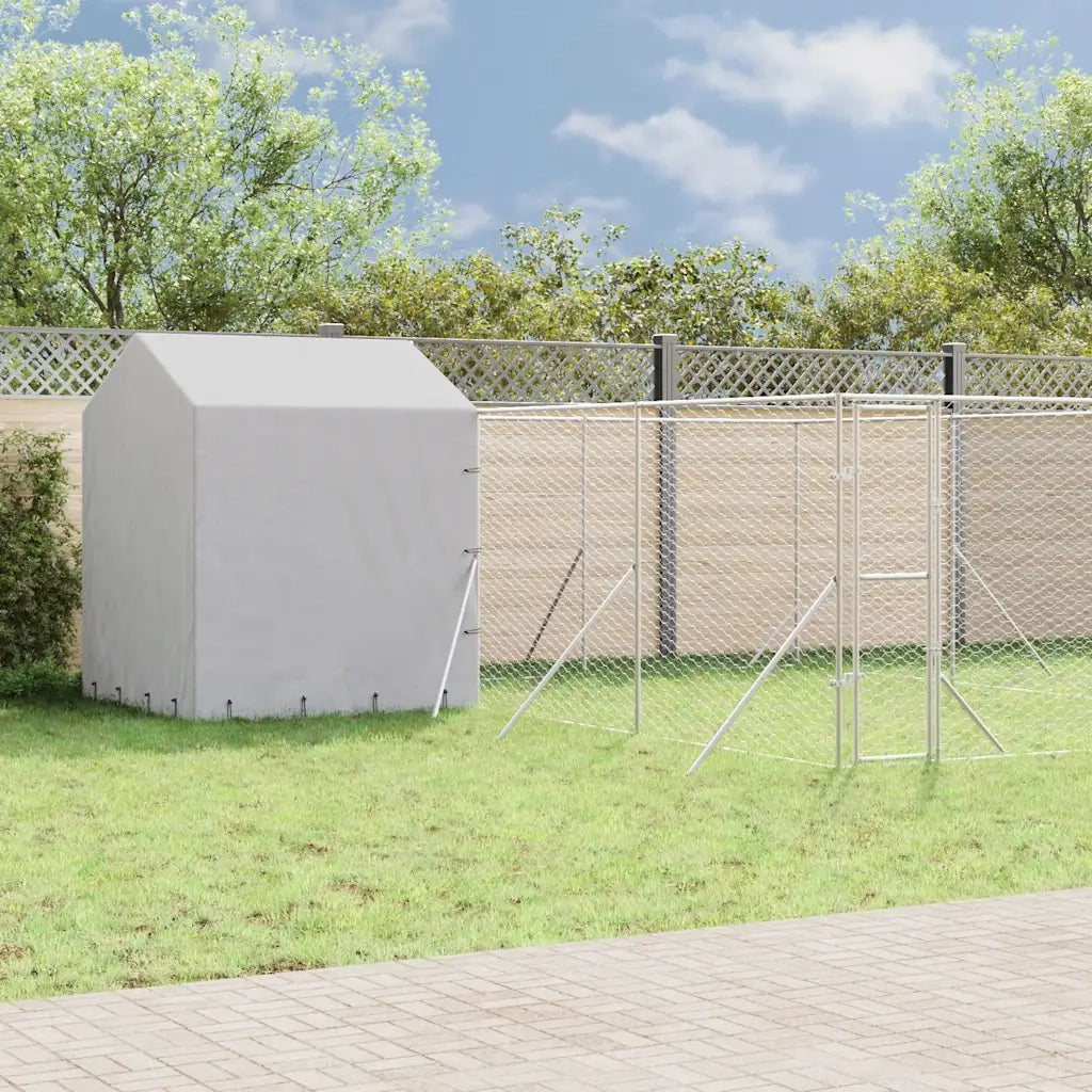vidaXL Cuccia Cani da Esterno Tetto Argento 6x6x2,5 m Acciaio Zincato
