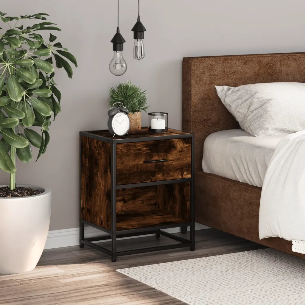 Comodino-Tavolino da notte Rovere Fumo 40x31x50 cm in Truciolato 298230