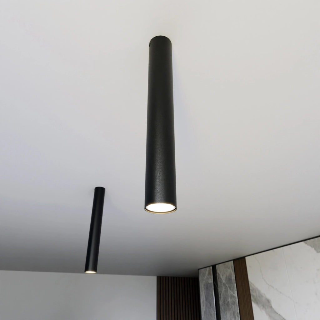 Plafoniera Moderna Faretto Marduk 1 Luce Acciaio Nero 45 Cm