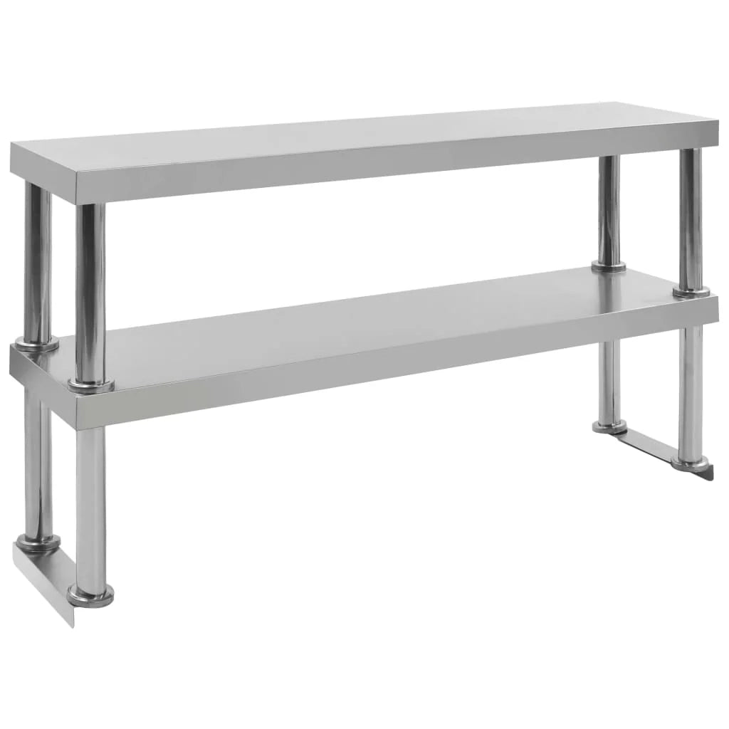 Tavolo da lavoro da cucina con ripiano 120 x 60 x 150 cm acciaio inox 02_0001921