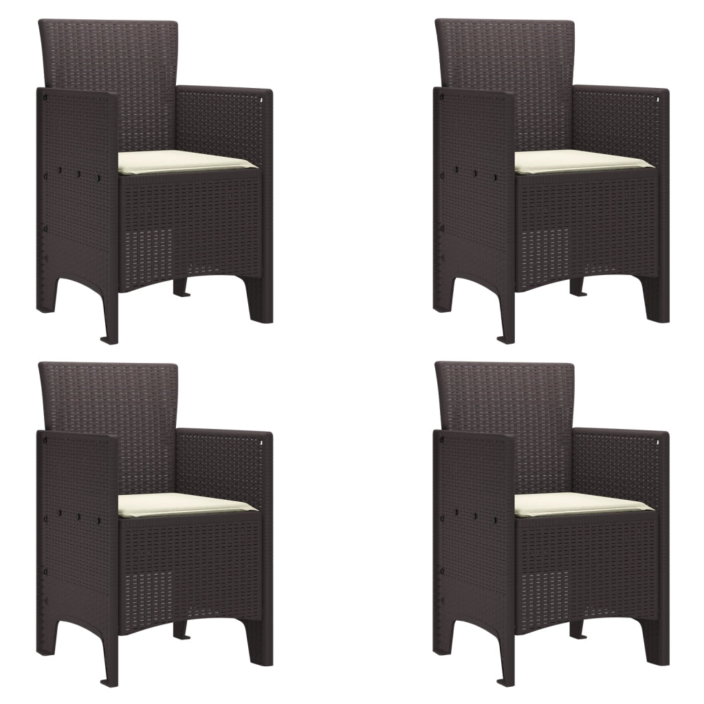 Sedie da Giardino con Cuscini 4 pz Marrone Polirattan