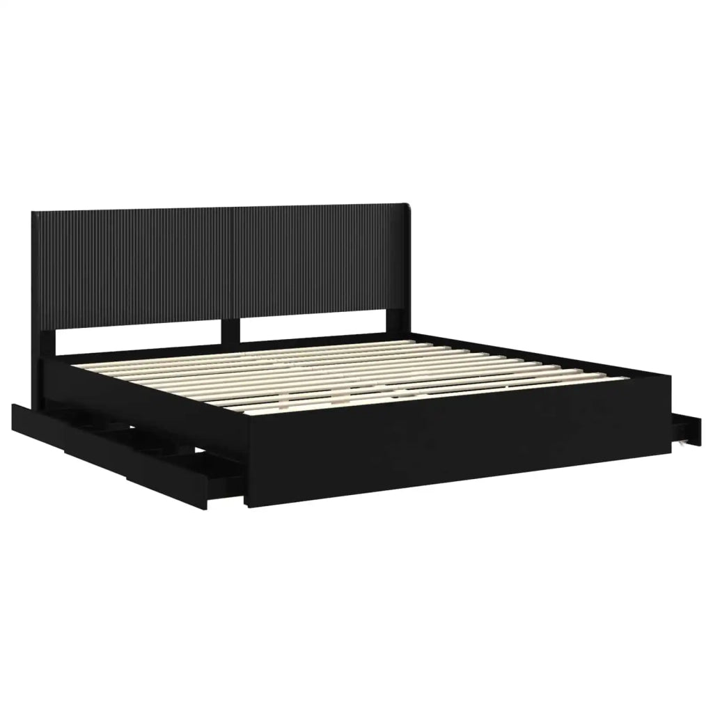 Struttura del letto con stoccaggio e testata Nero 180 x 200 cm 3413924