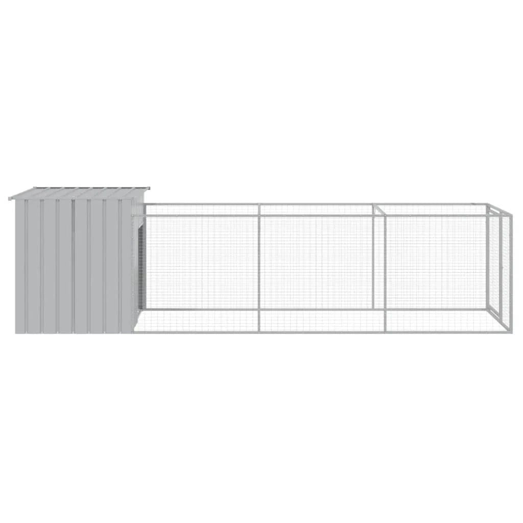 Cuccia per cani con cortile luminoso 110 x 405 x 110 cm grigio 02_0043491
