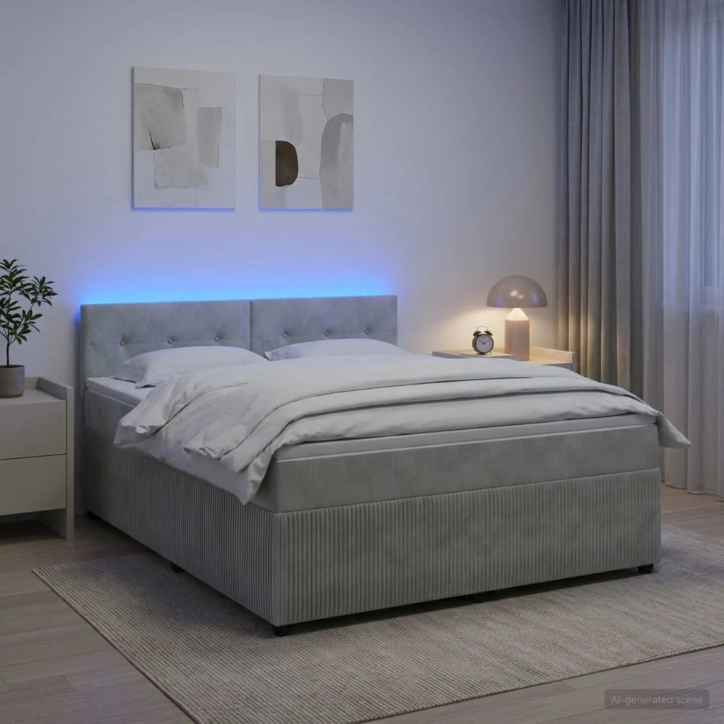 Letto box spring con materasso Grigio Chiaro 140 x 190 cm 3453137