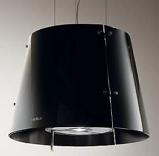 Elica PRF0010393 GRACE BL-F-51 - Cappa a isola filtrante 51 cm, 515 m³-h, Classe B, 66 dB, Comando Magic Wand, 3 velocita' + intensiva, Filtro antigrasso in alluminio + filtro carbone Long Life, Illuminazione LED 1x5 W + 3x3 W, Vetro nero