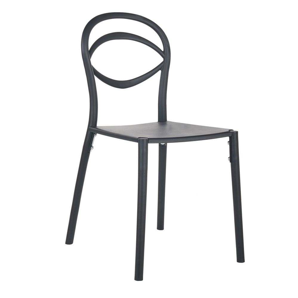 Set di 4 sedie da giardino leggere e resistenti alle intemperie colore nero stile moderno