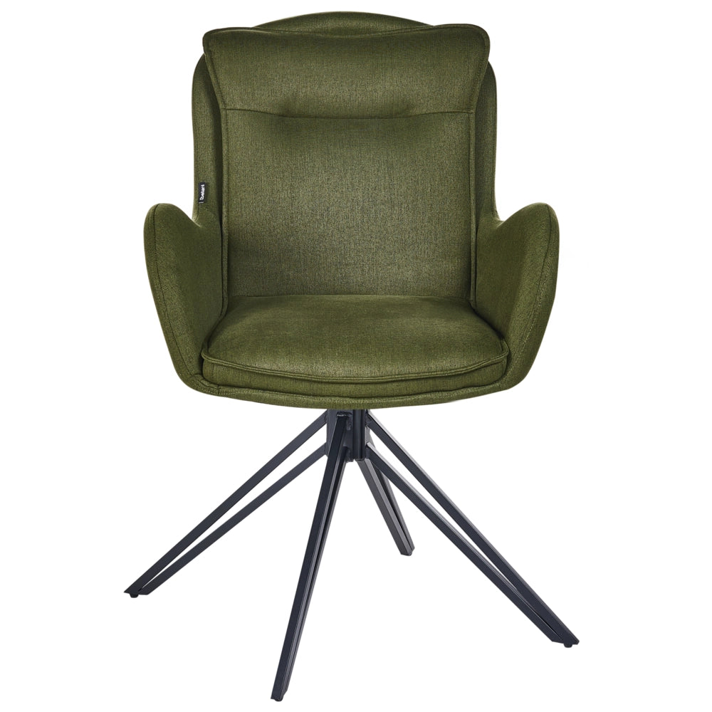Set di 2 Sedute imbottite in tessuto verde scuro Gambe in metallo nero stile Retro