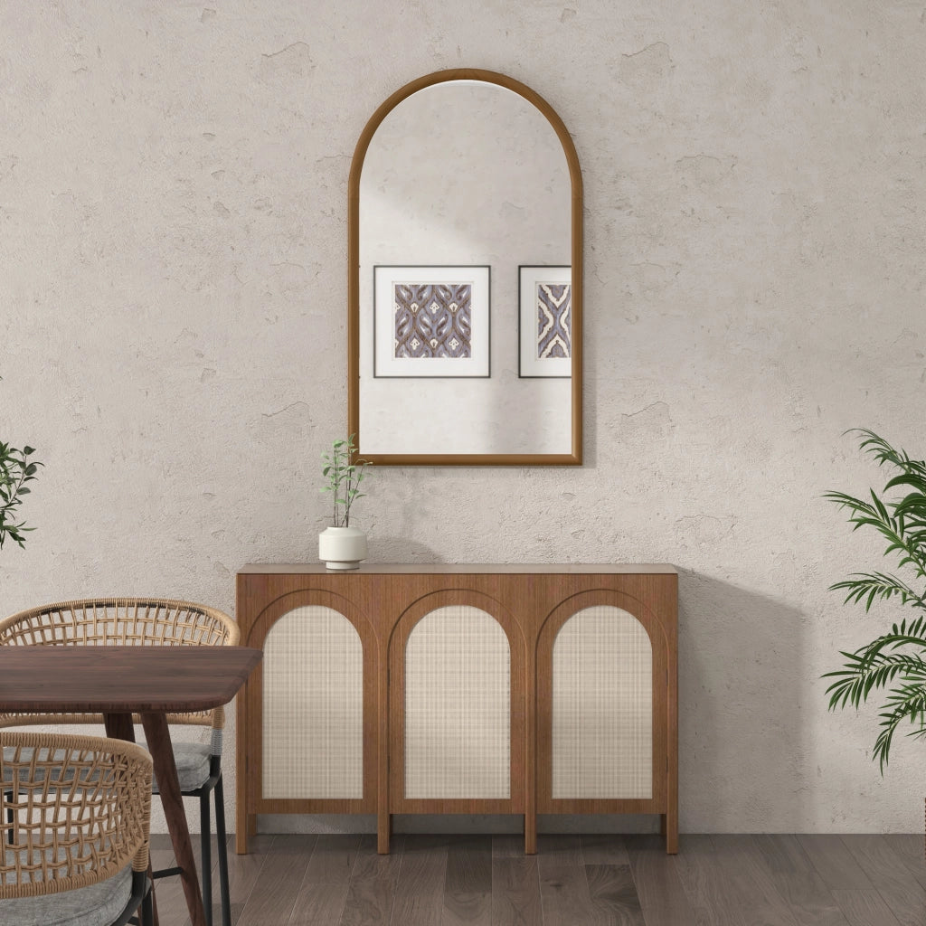 Specchio da parete ad arco ¨C zephmum ¨C 110x65 cm marrone scuro