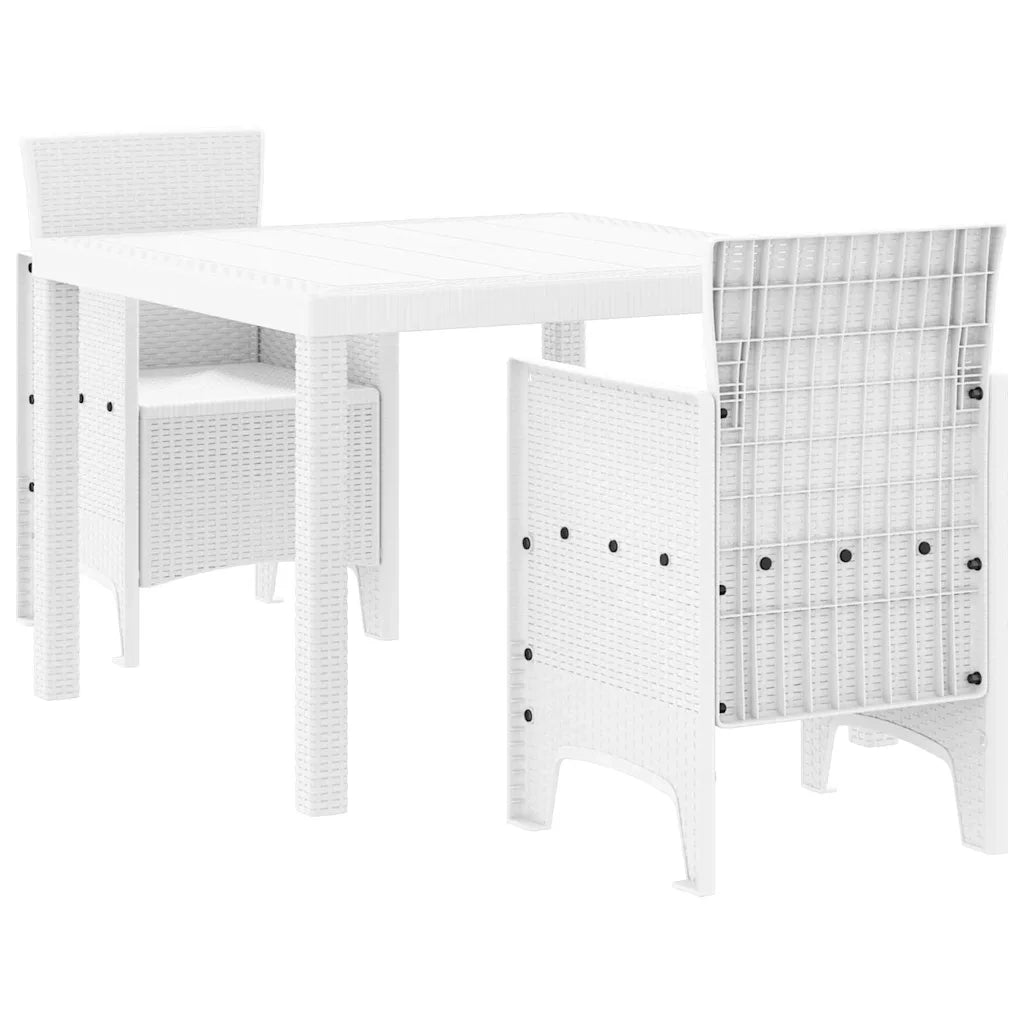 Set da Pranzo per Giardino 3 pcs Bianco Polipropilene