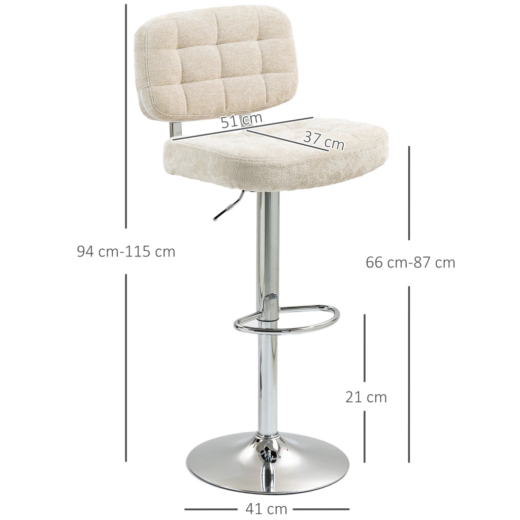 Sgabelli da bar con schienale, regolabili e poggiapiedi ¨C zephmum ¨C Struttura metallo, beige
