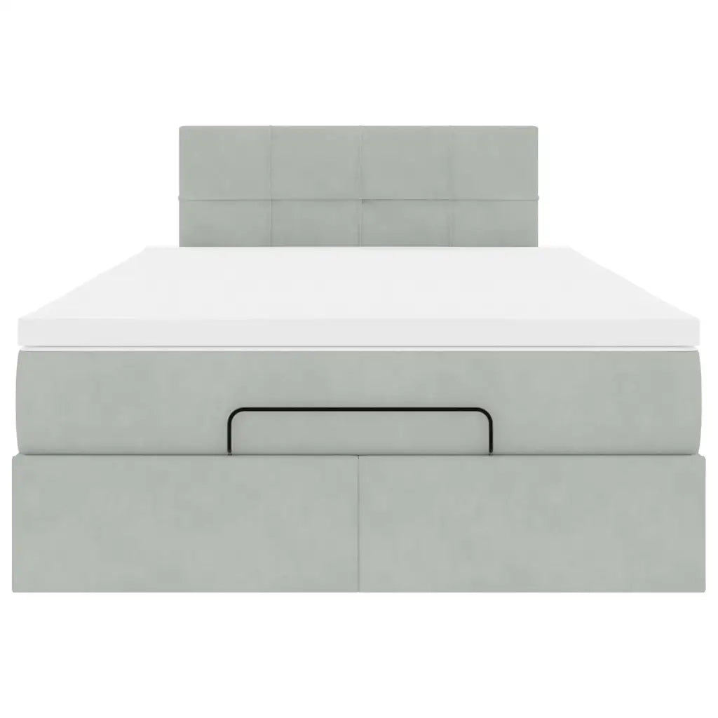Pouf Letto con Materasso Grigio Chiaro 120x190 cm in Velluto