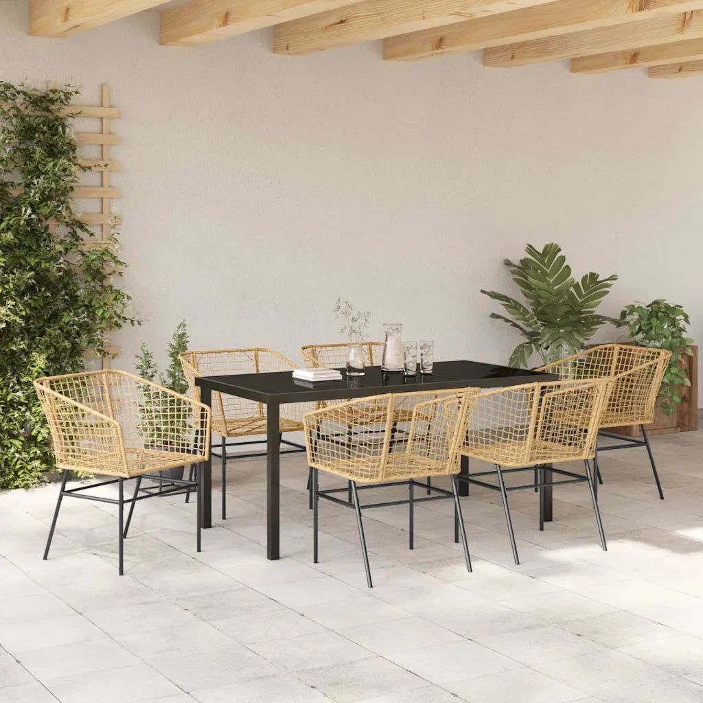 Set da Pranzo per Giardino 7 pcs Marrone polyrattan 3380901