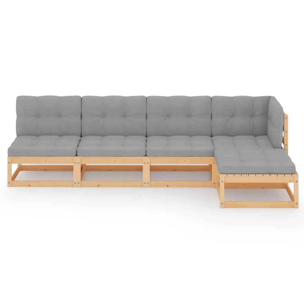 Set Divani da Giardino 5 pz con Cuscini Legno Massello di Pino 3076564