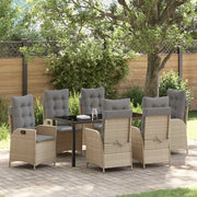 Set da Pranzo per Giardino con cuscino 7 pcs Beige polyrattan 3380516