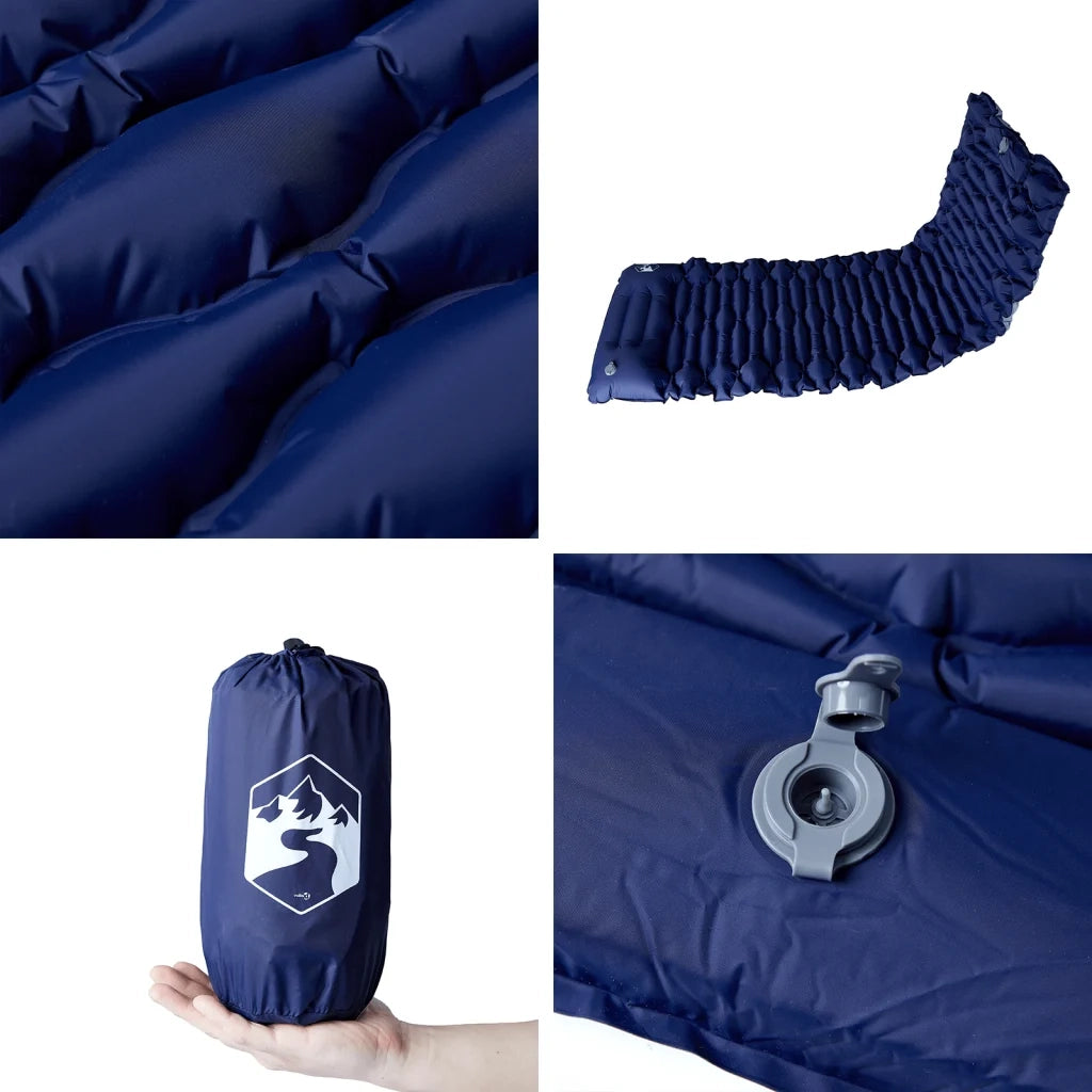Materasso Campeggio Autogonfiabile Cuscini 1 Persona Blu Marino CFW7486002