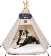 Tenda per animali domestici con cuscino doppio, casa per cani/gatti, recinzione per animali domestici, portatile e lavabile, casa per cavi, conigli, hamster, gattini, 50 x 50 x 60 cm.