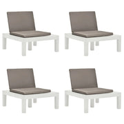 Sedie a Sdraio da Giardino e Cuscini 4 pz in Plastica Bianche cod mxl 23291