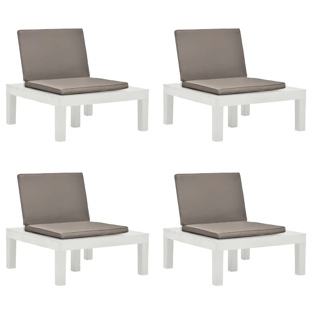 Sedie a Sdraio da Giardino e Cuscini 4 pz in Plastica Bianche cod mxl 23291