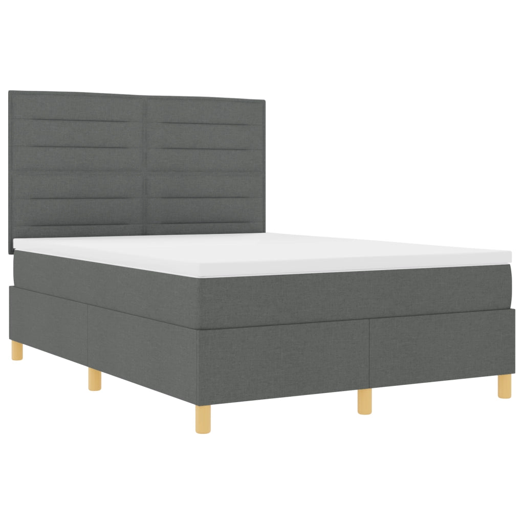 Letto con Box Spring e materasso grigio scuro 140x200 cm tessuto