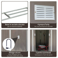 Casetta Box da Giardino in Lamiera Grigio 213x127x185 cm