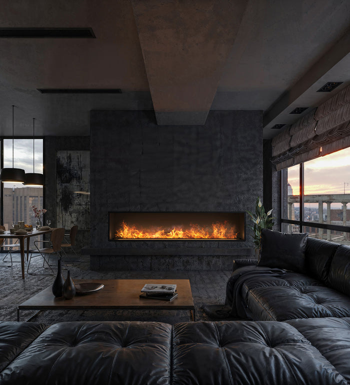 Camino a Vapore Elettrico da Incasso 220x45(64,8)x40 cm Invapo Inside con Ricarica Automatica e LED RGB Nero