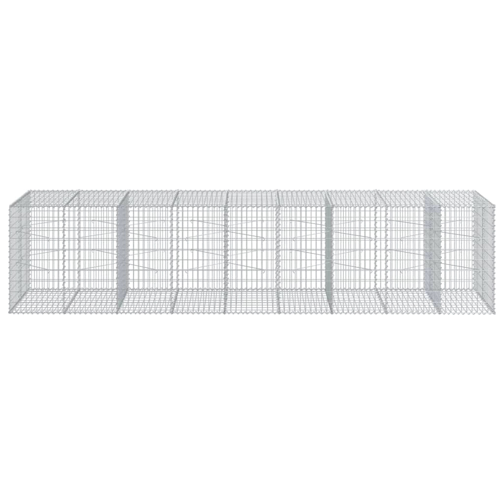Gabbione recinto a gabbia muro di contenimento con coperchio 450 x 100 x 100 cm ferro zincato argento 02_0040167