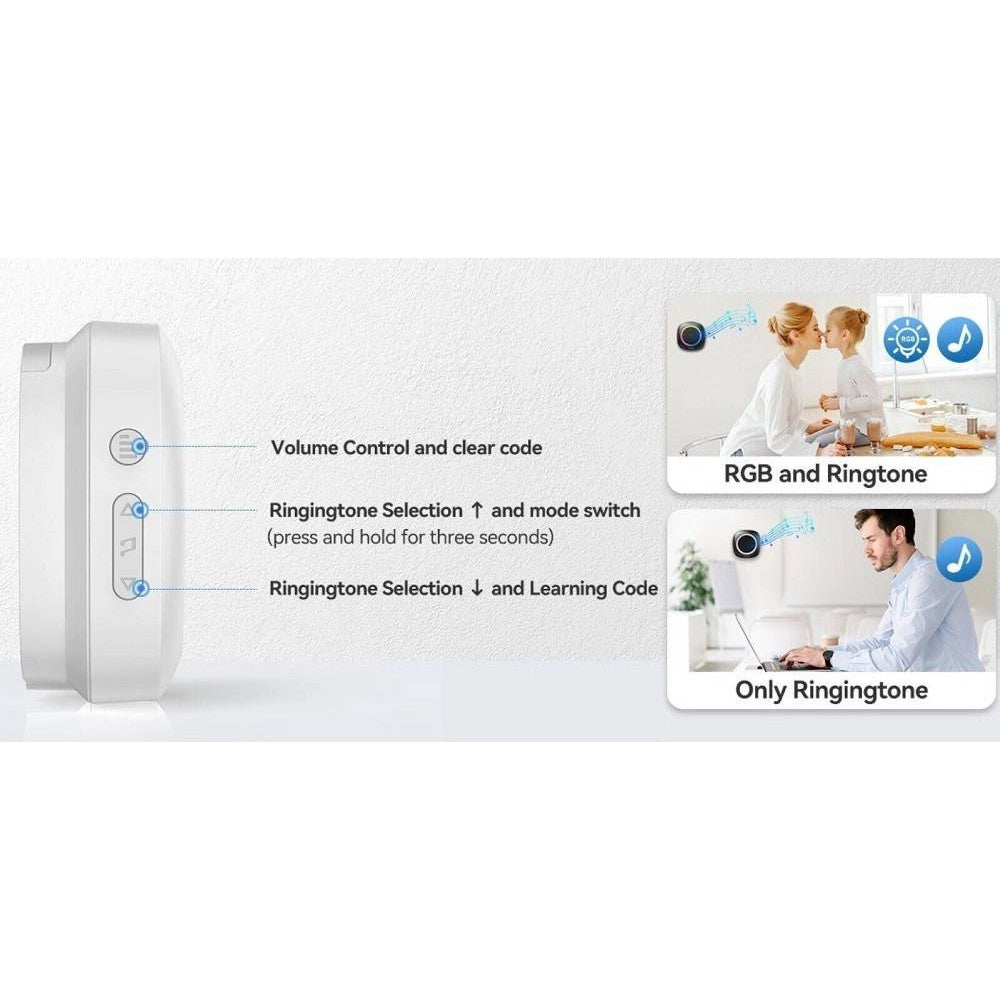 Trade Shop - Campanello Senza Fili Wireless Per Casa Ufficio Luce Rgb 60 Melodie Rl-3995 -