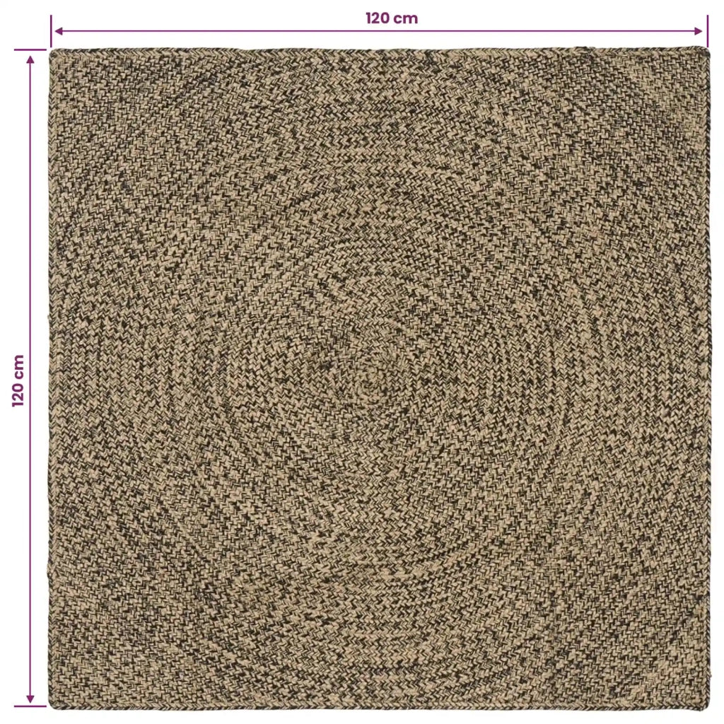 Tappeti per area Naturale e Nero 120 x 120 cm Juta