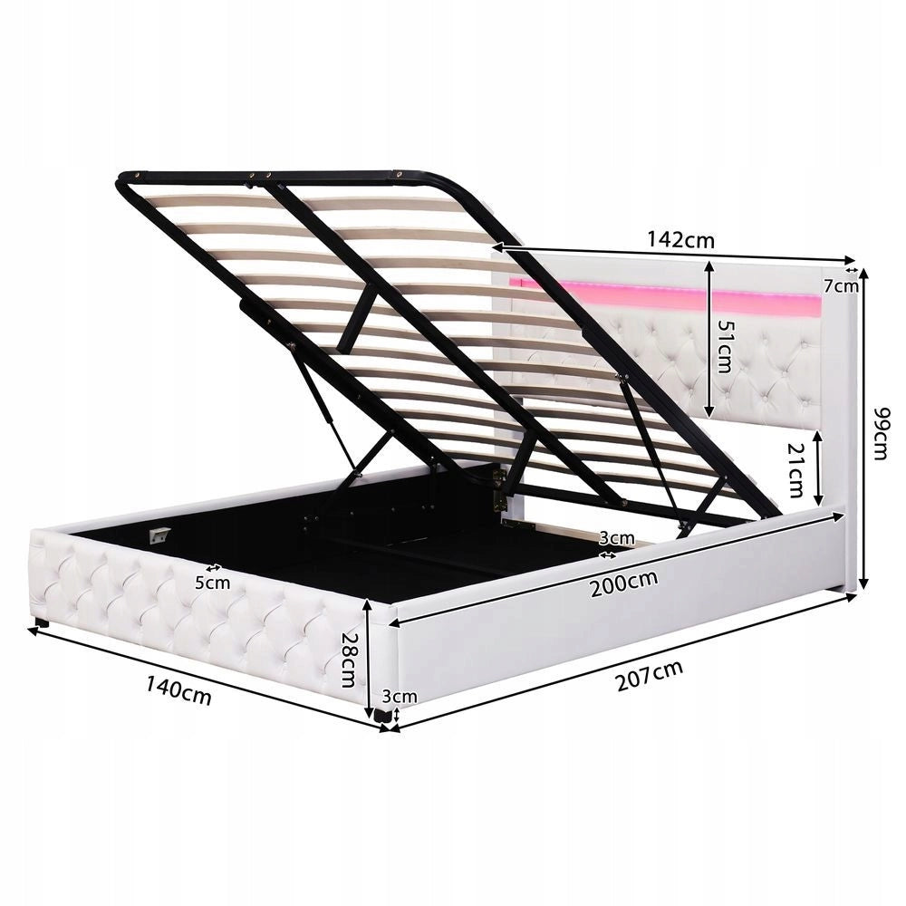 Letto con cassetto 140x200 - Xylo - Luci LED, sollevamento idraulico