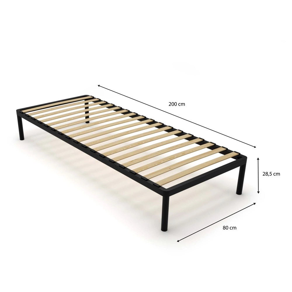 Rete letto BED ALU 80x200 metallo legno listelli moderno nero