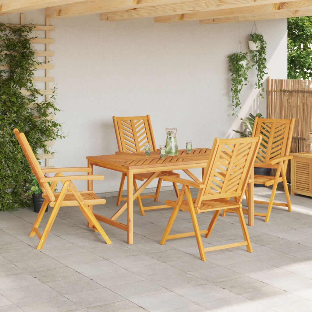 Set da Pranzo da Giardino a 5 Pezzi in Legno Massello di Acacia