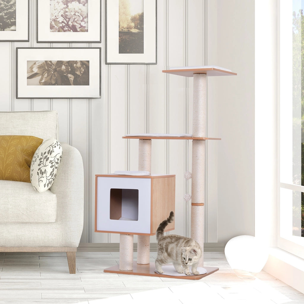 Albero tiragraffi per gatti in legno ¨C Minimal ¨C 71.5x49.5x120 cm